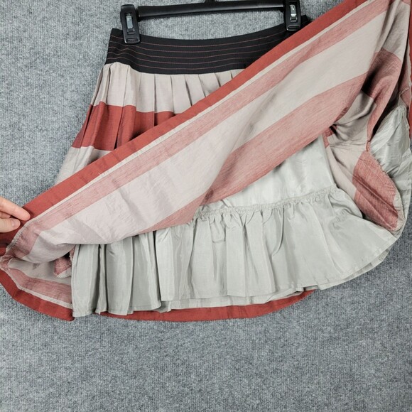 Anthropologie COREY LYNN CALTER Red & Gray Stripe Lined Skirt Pockets SIZE 0 - Picture 4 of 12